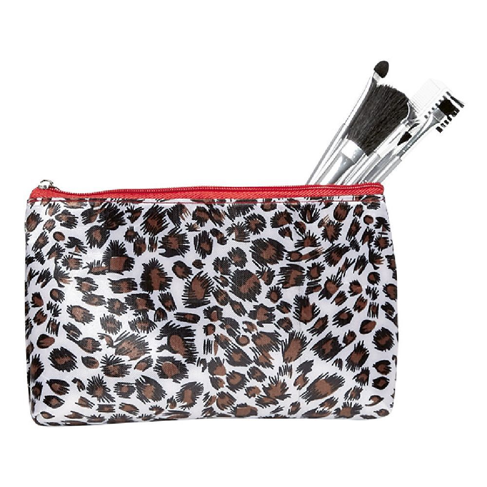 Trousse à maquillage motif léopard avec pinceau x5