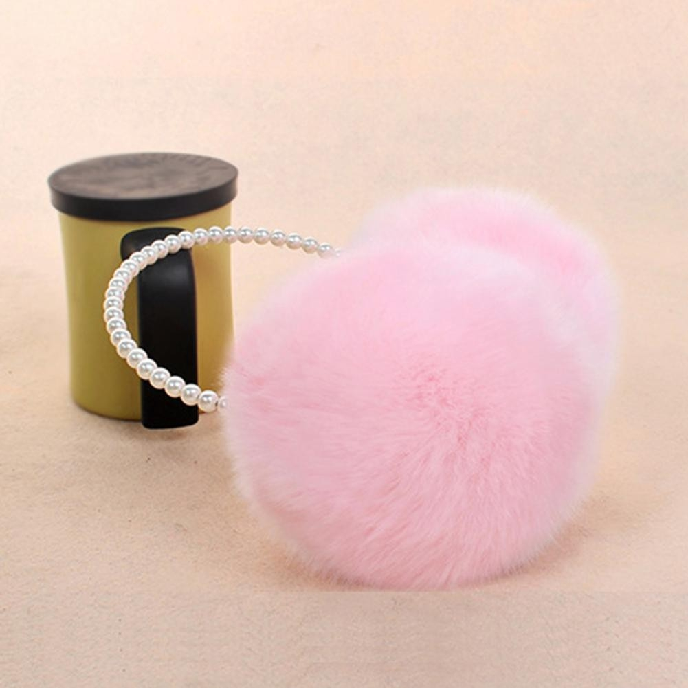 Weiche Plüsch Ohrenwärmer Winter Ohrenschützer Accessoire mit Perlen (One Size) - Rosa