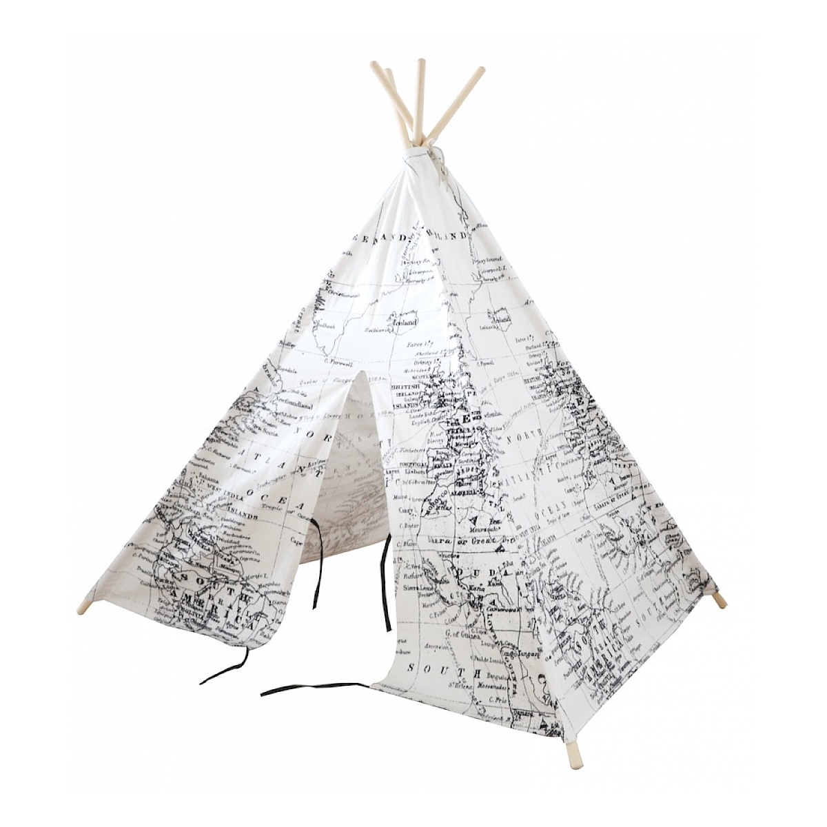 Tipi world map noir et blanc