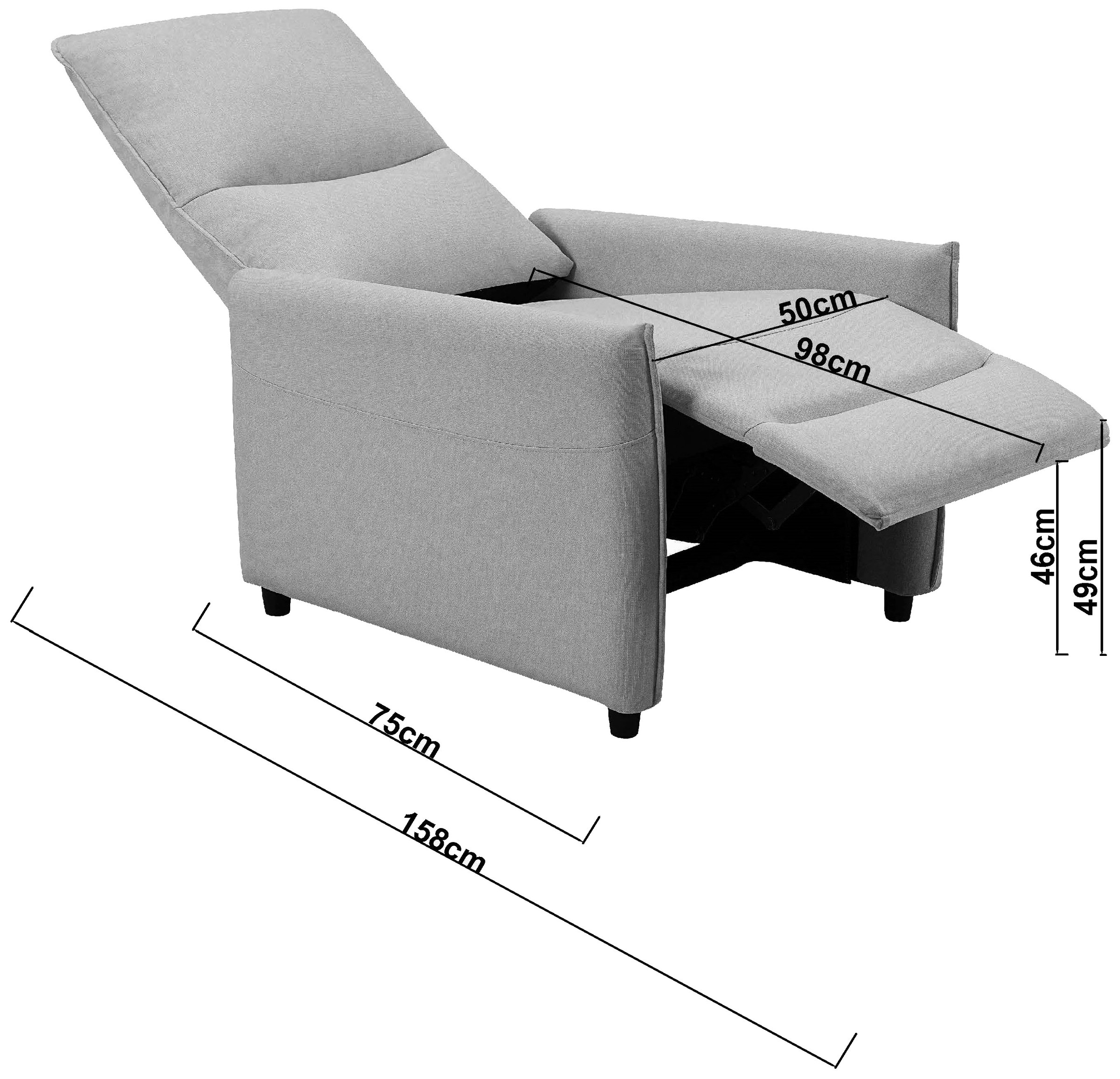 INOSIGN Relaxsessel »CURRIE, mit Liegefunktion, Webstoff-Bezug, Federkern,« Ruhe-Sessel, Lese-Sessel, TV-Sessel