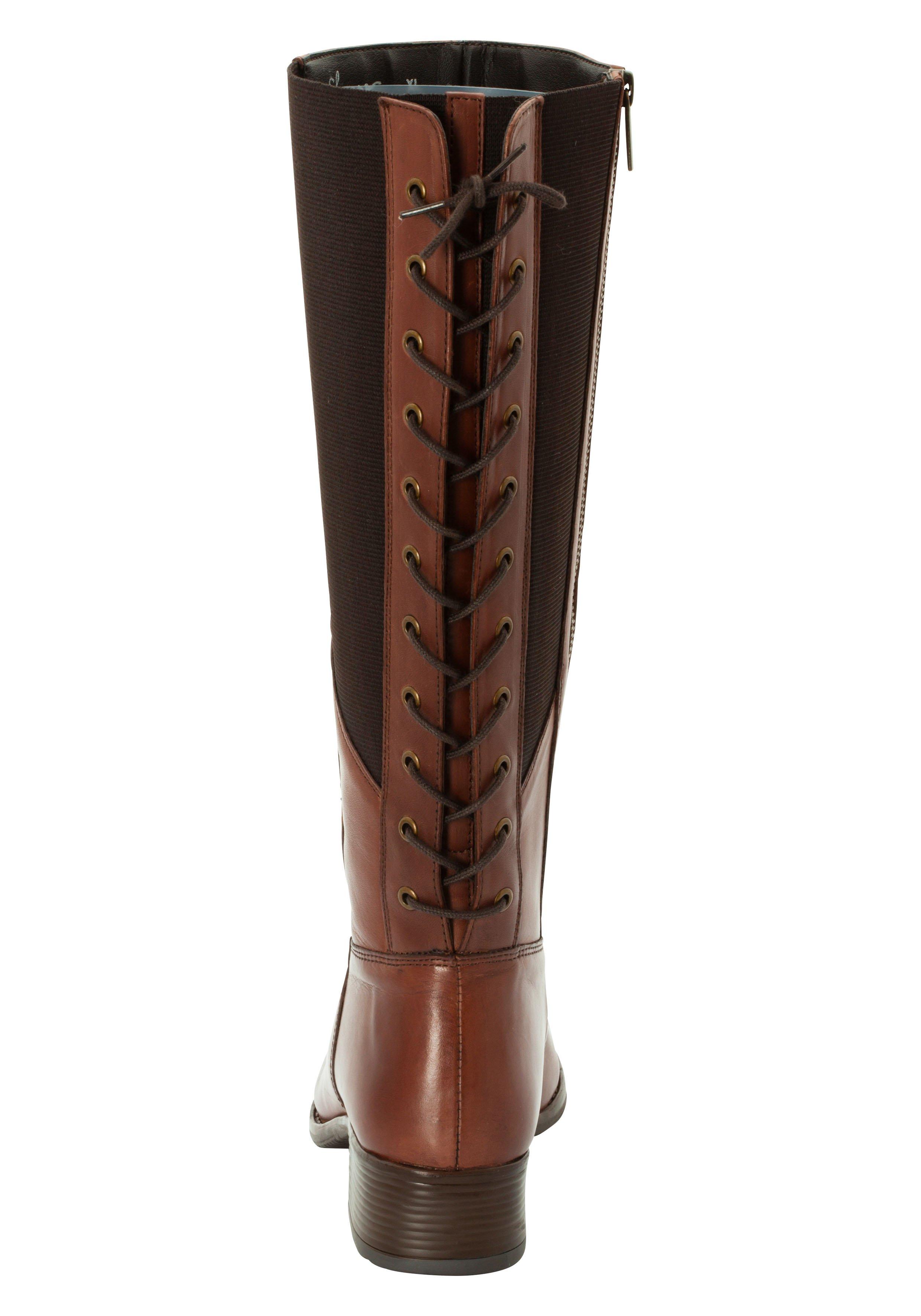 Weitschaftstiefel aus Leder mit  Schnürung