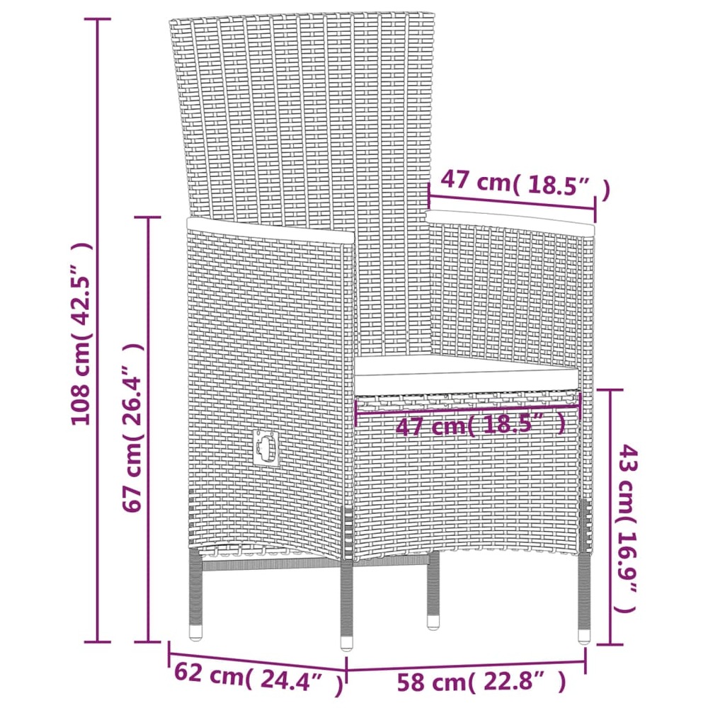 Ensemble de salle à manger de jardin meuble extérieur avec coussins 7 pièces gris