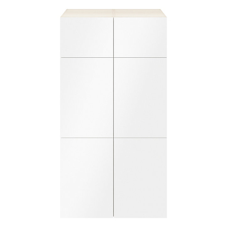 Armoire effet chêne 6 portes blanches GoodHome Atomia H. 187,5 x L. 100 x P. 47 cm