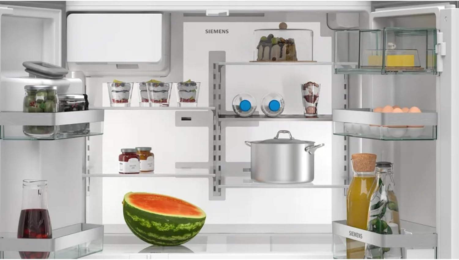 Siemens KF96DPXEA iQ700 Kühl-Gefrier-Kombination, 183 x 90,5 cm, 574 L Kühlen + 199 L Gefrieren, noFrost, hyperFresh 0 Grad, LED-Licht, Beleuchtete Glasrückwand mit multiAirflow