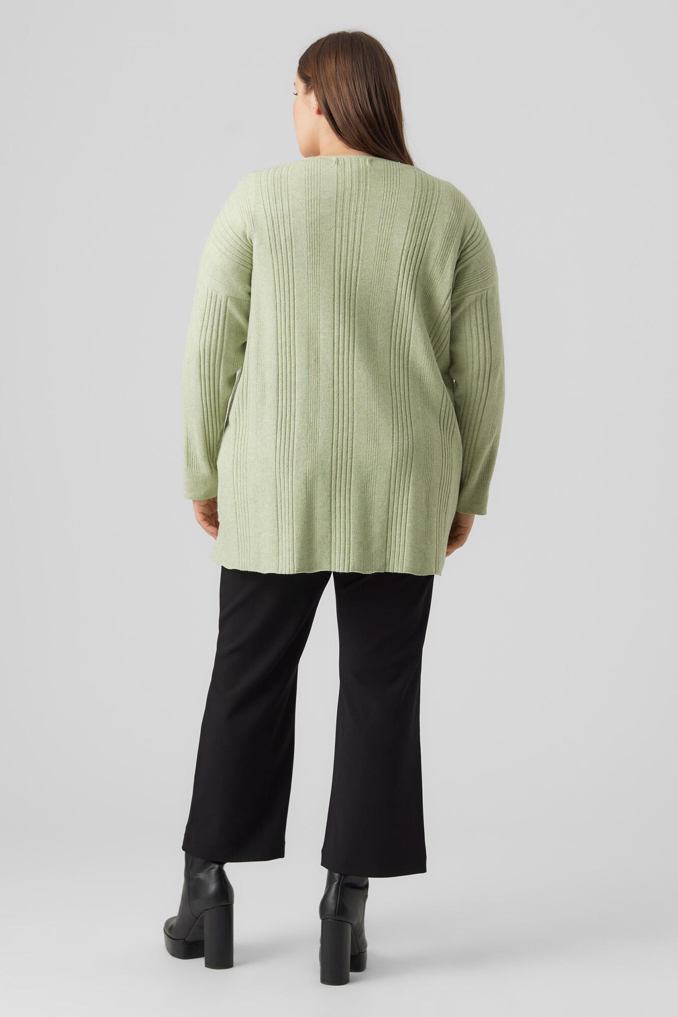 Cardigã básico de tricô plus size - Verde