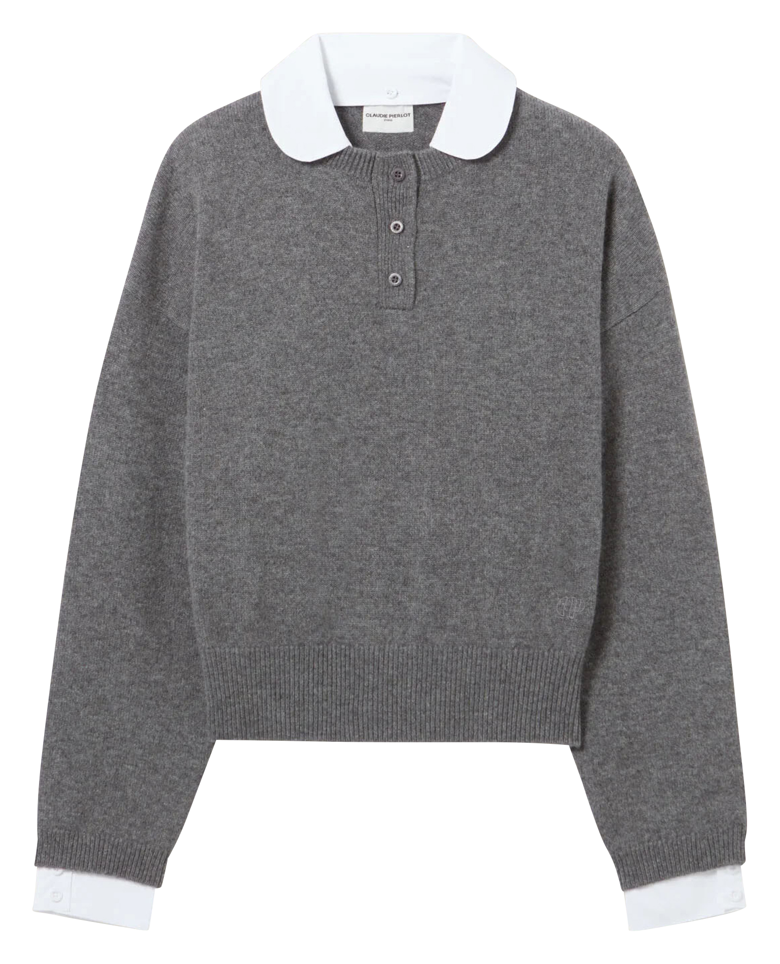 Pull en cachemire à col amovible | Gris