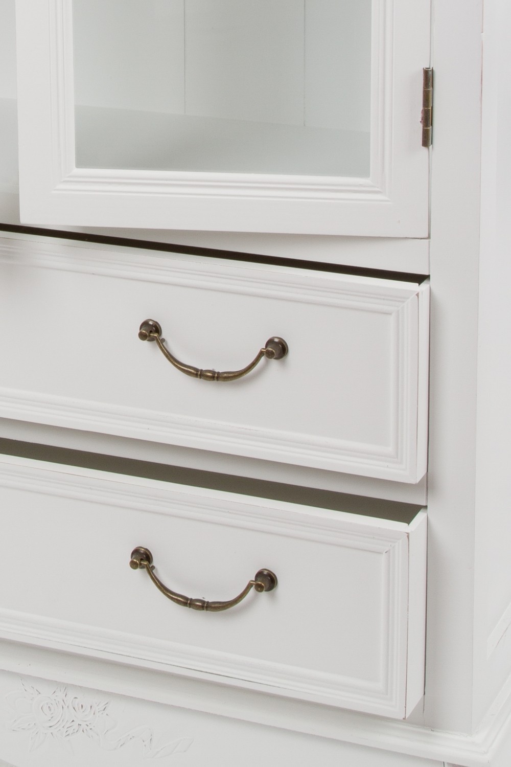 Vitrine ELEGANCE - weiß antik - 2 Glastüren - 177 cm hoch
