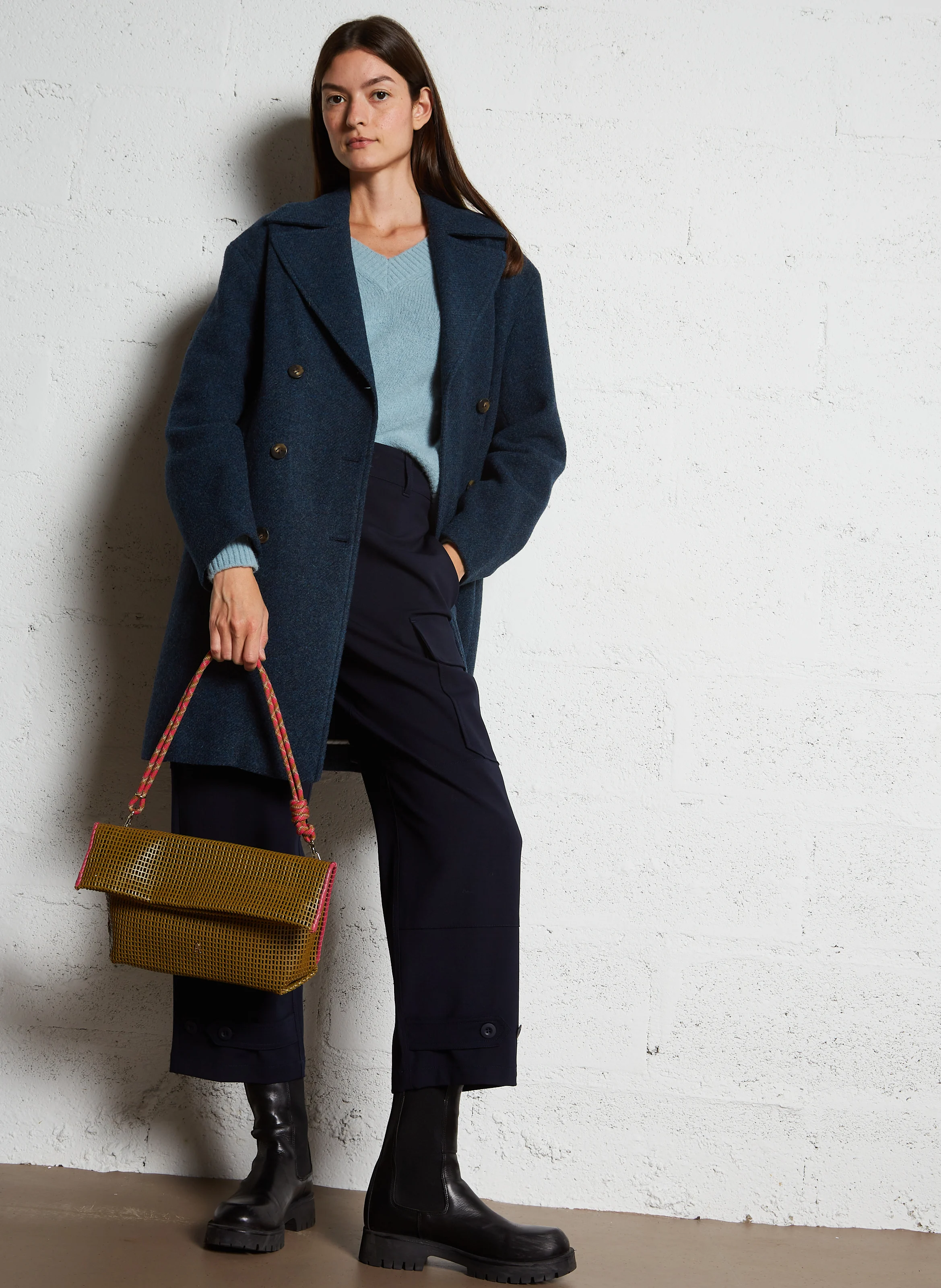 MID - Sac bandoulière en cuir ajouré | Kaki