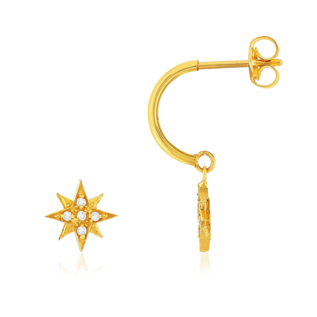 Boucles d'oreilles or 375 jaune zircconias