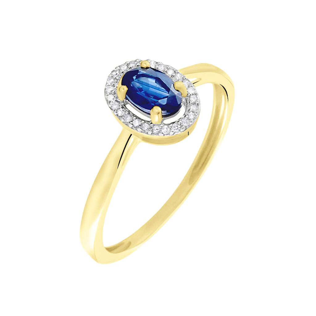 Bague Or Jaune Goulwen Saphir Ovale Et Diamants