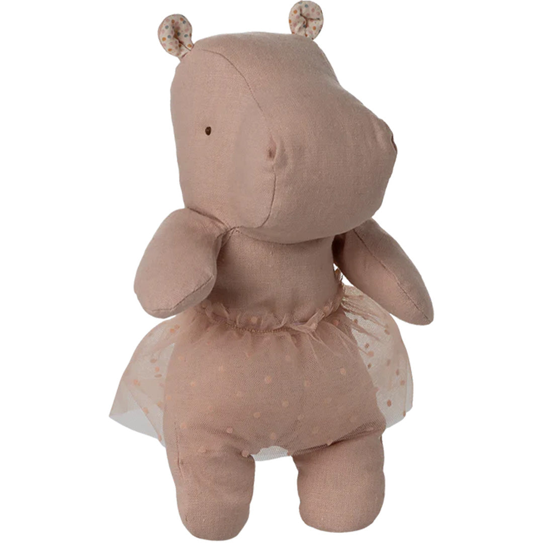 maileg safari friends nijlpaard met rokje - soft rose - 23 cm