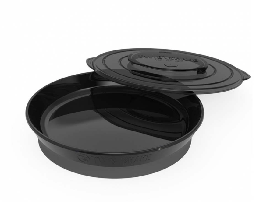 ASSIETTE ANTIDÉRAPANTE + COUVERCLE 6+M NOIR