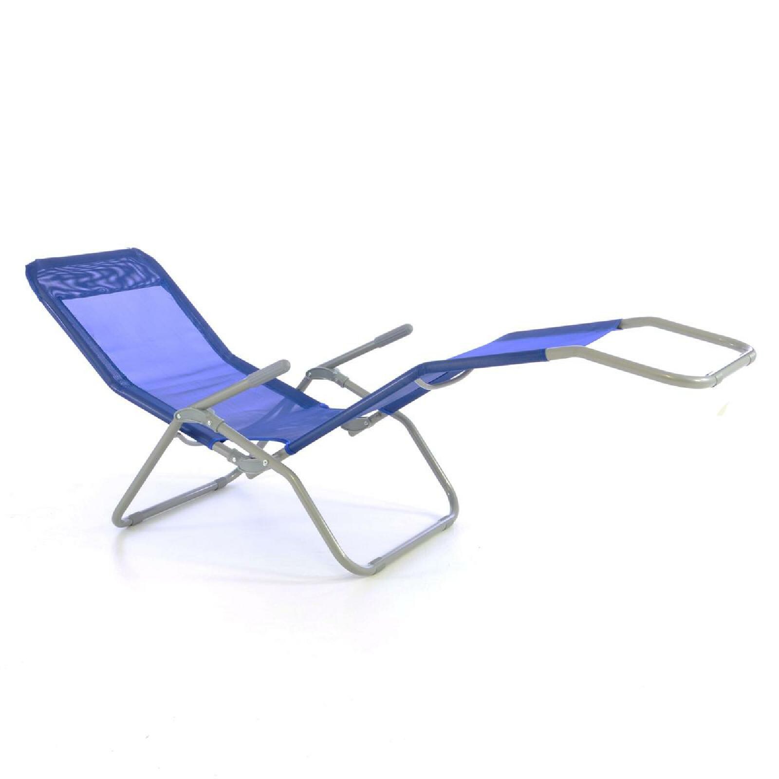 VCM 2x Gartenliege Bäderliege 160 cm Textilene Blau Armlehne Relaxliege klappbar