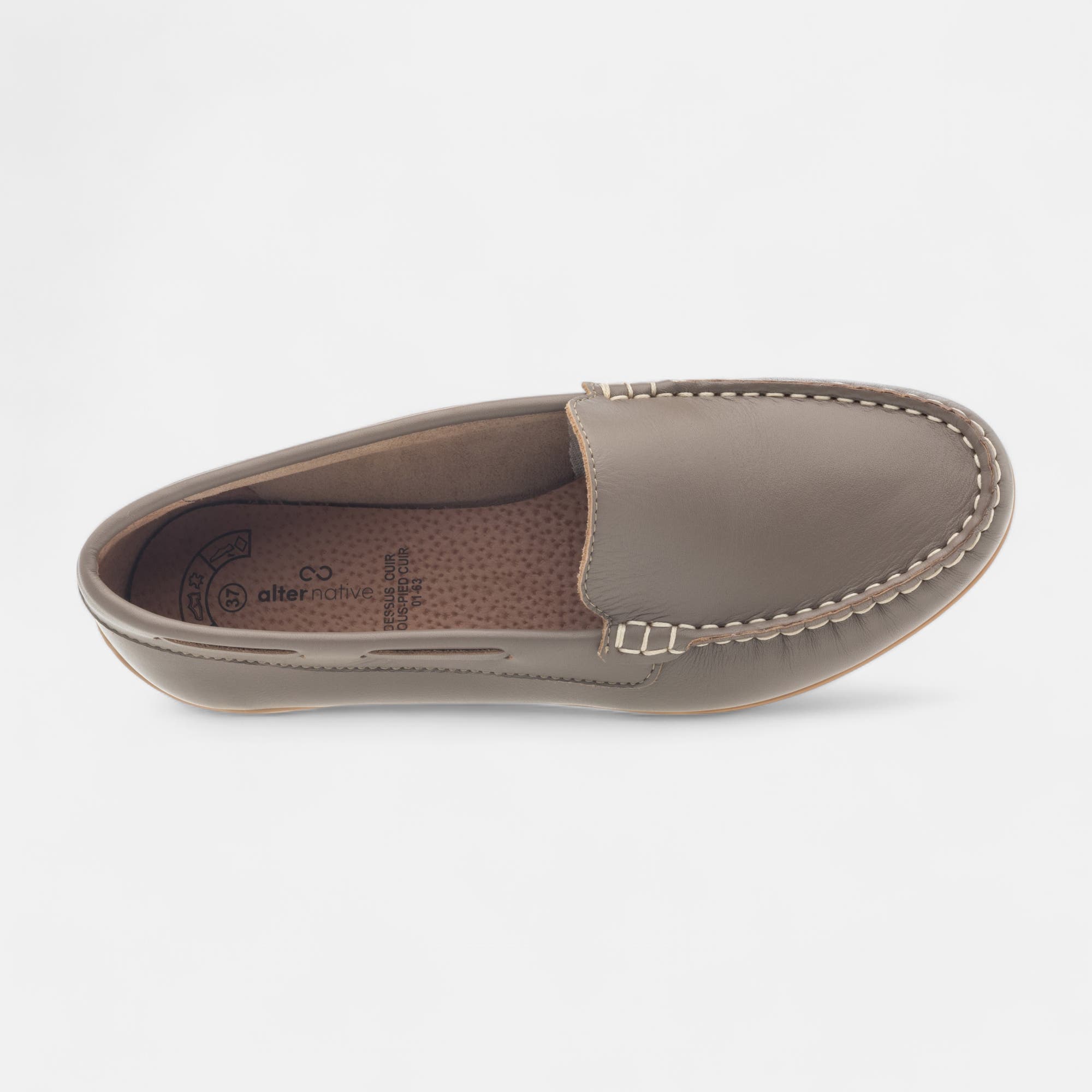 Mocassins Femme en cuir taupe