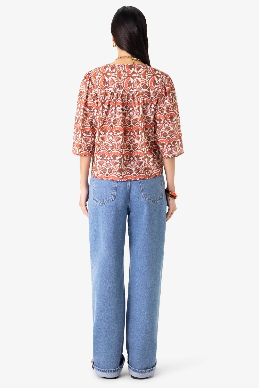 Rode blouse met bloemenprint