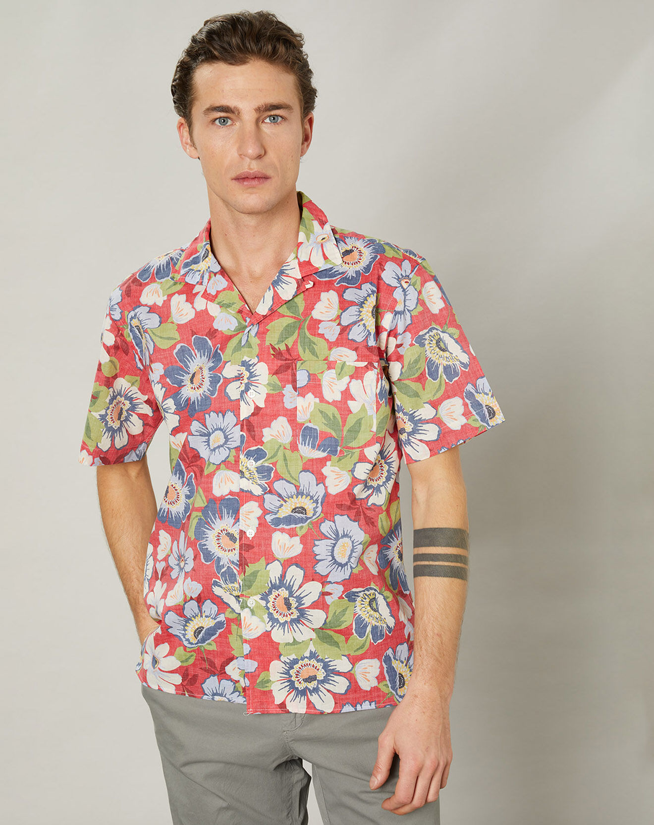 Hartford Chemise regular Palm rouge