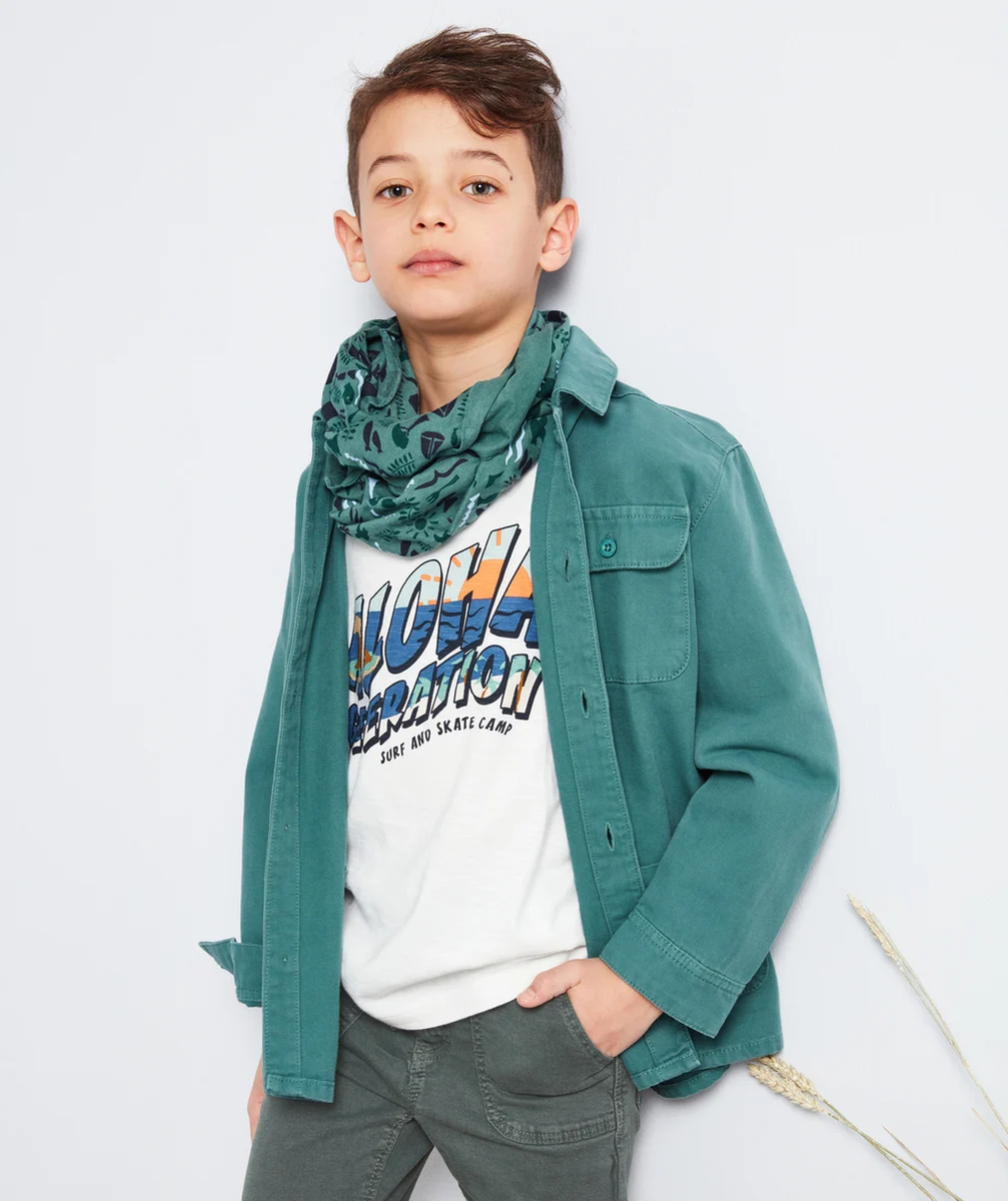 VESTE GARÇON EN COTON ET À MANCHES LONGUES VERTE