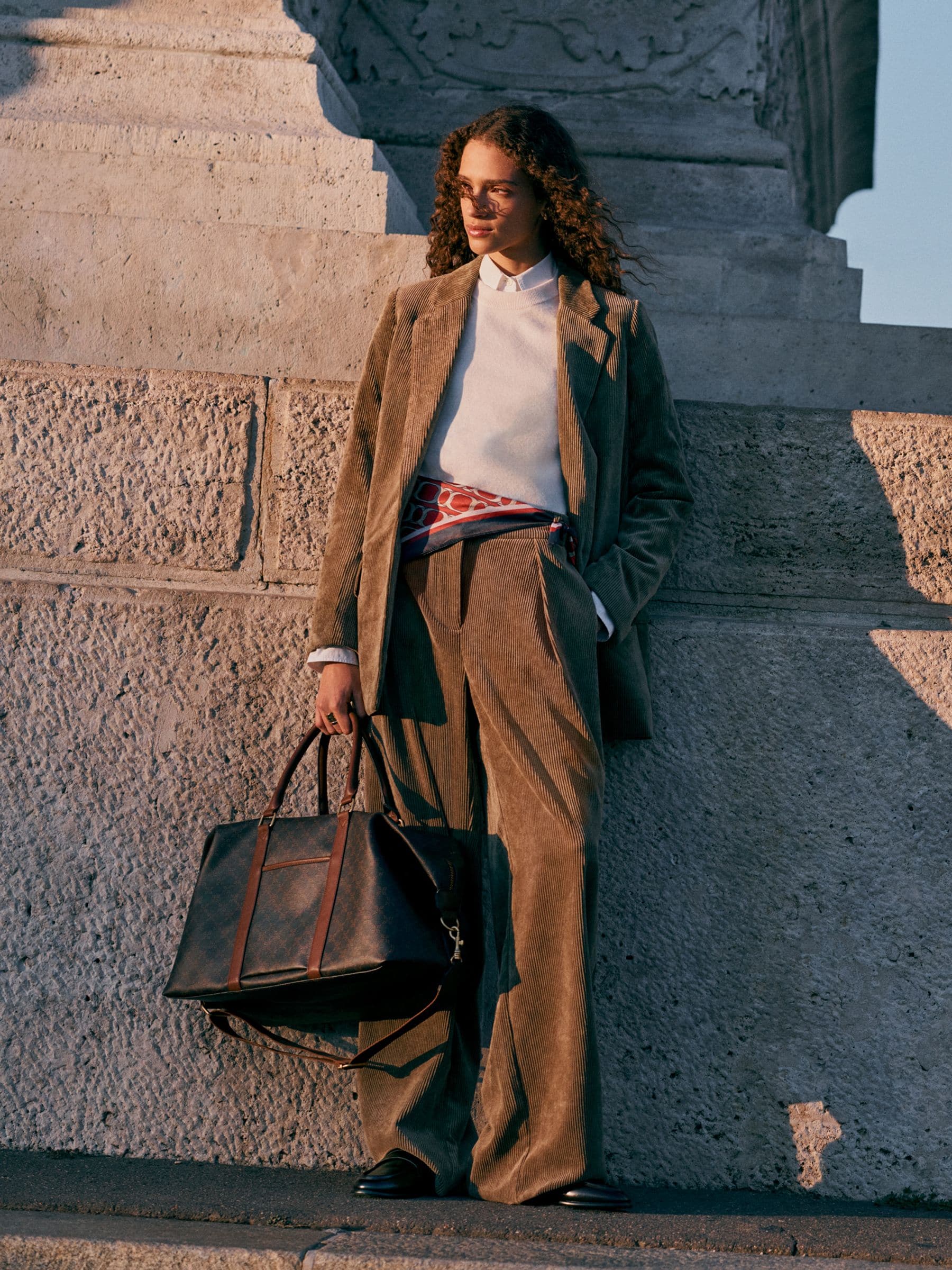 Kakigroen - Corduroy blazer met enkele rij knopen