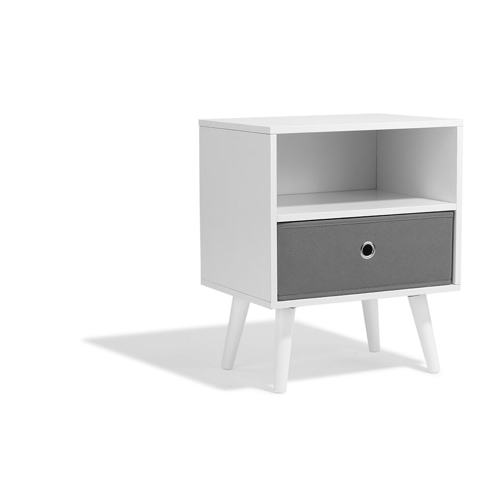 Table de chevet Bilbao blanche 1 tiroir et 1 niche