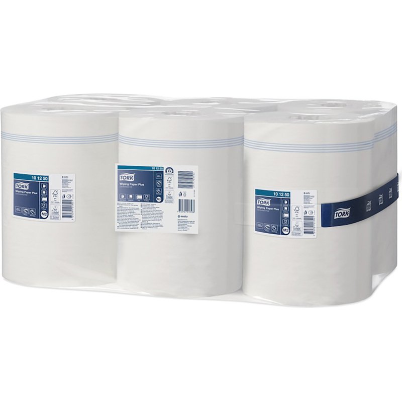Bobine d'essuyage à dévidage central Tork M2 Wiper Maxi blanche - Carton de 6
