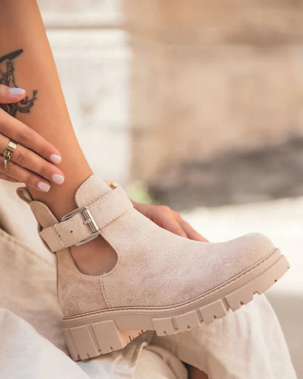 Bottines femme taupe ajourées - Shani