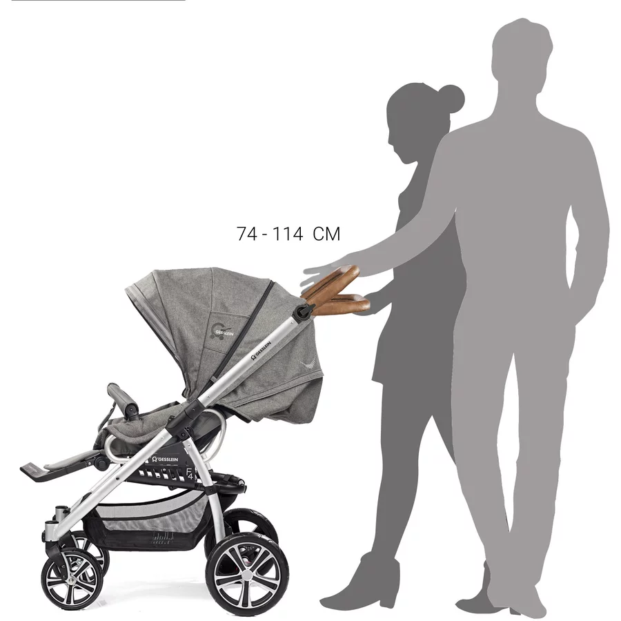 GESSLEIN Kombikinderwagen F4 Air+ mit Handbremse, oliv  Blümchen