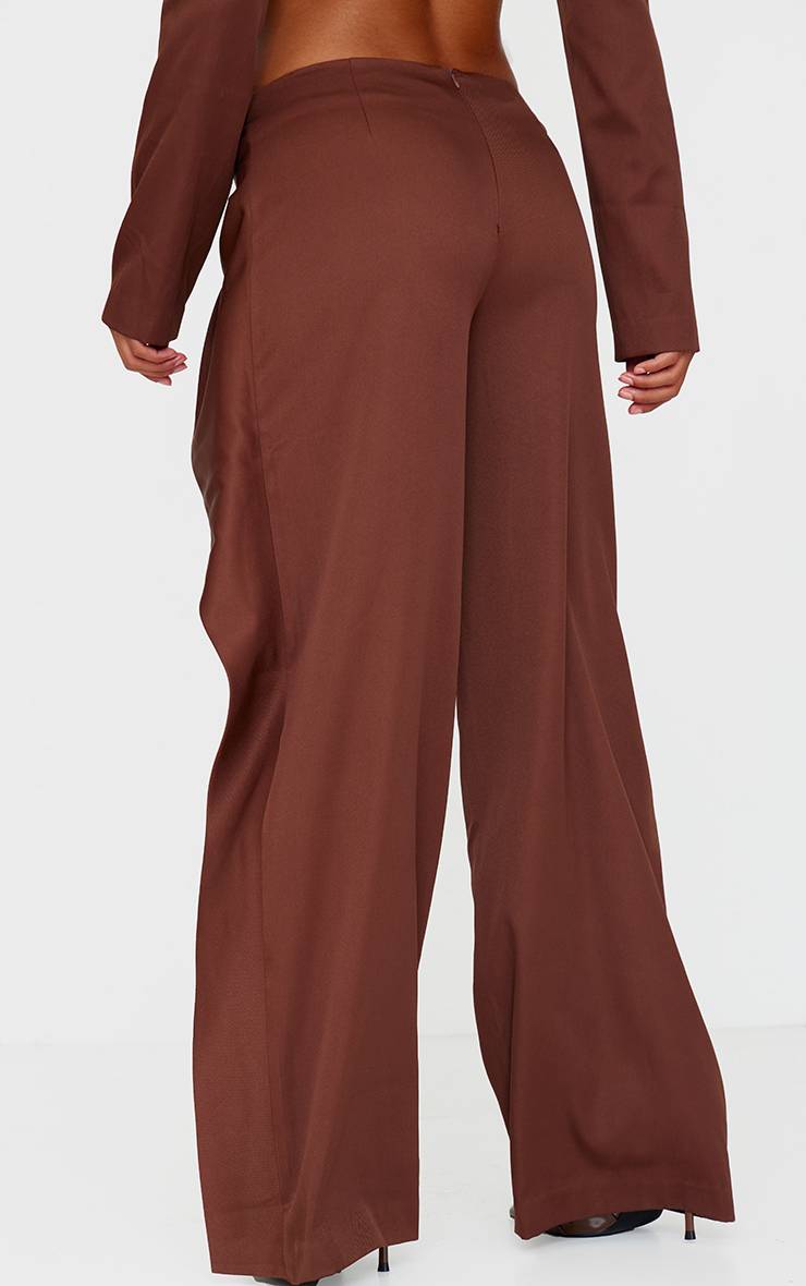 Marron Chocolat Pantalon À Détail Torsadé
