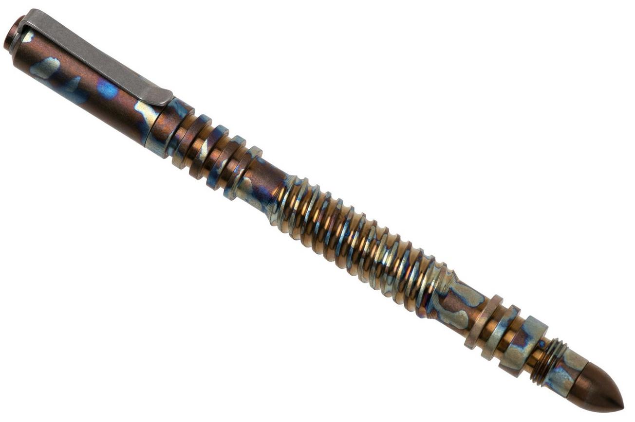 Rick Hinderer Spiral Investigator Pen, Titanium, Stonewash Painted, tactische pen