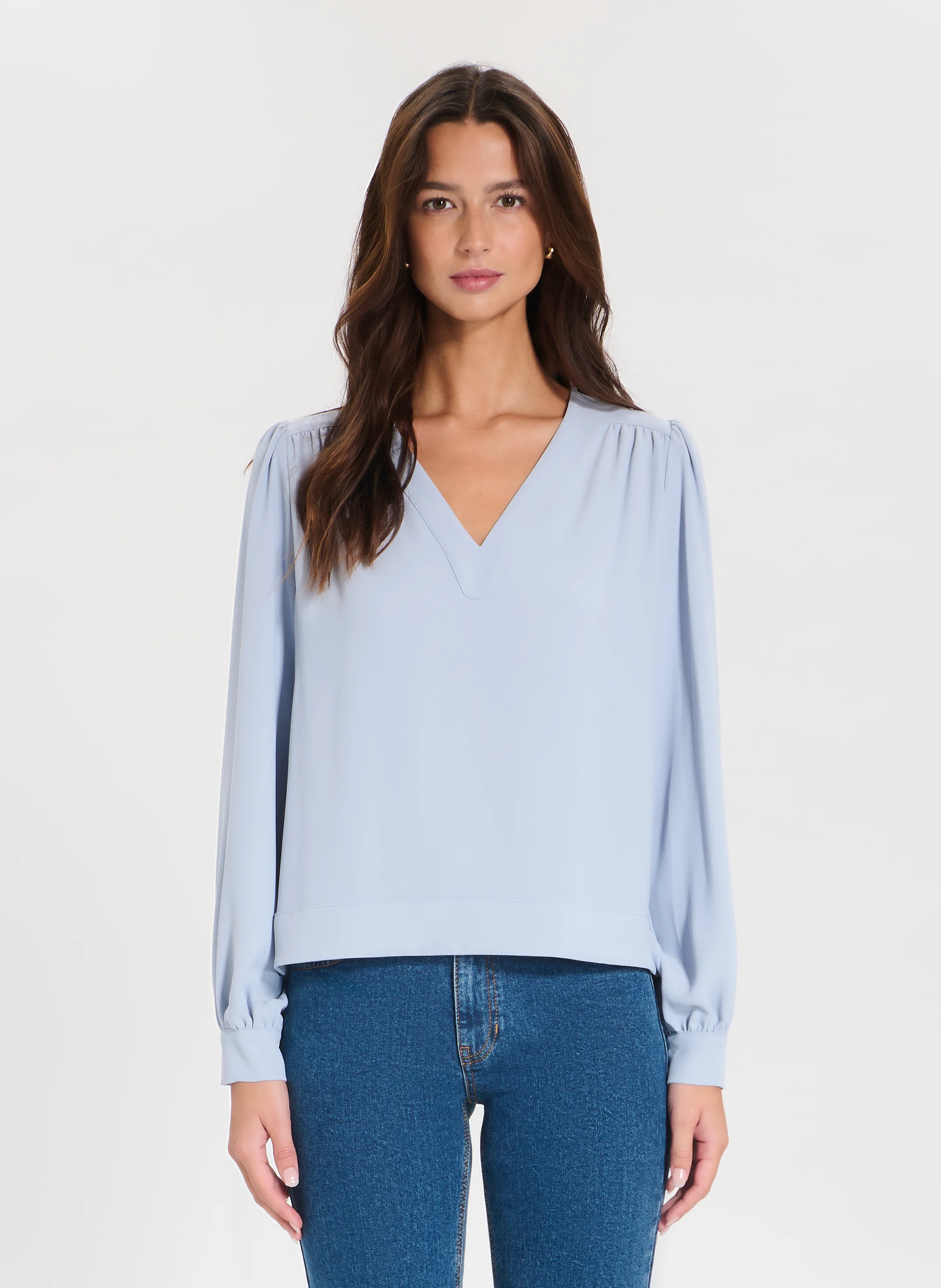 TAHIELLA - Top manches longues drapé | Bleu
