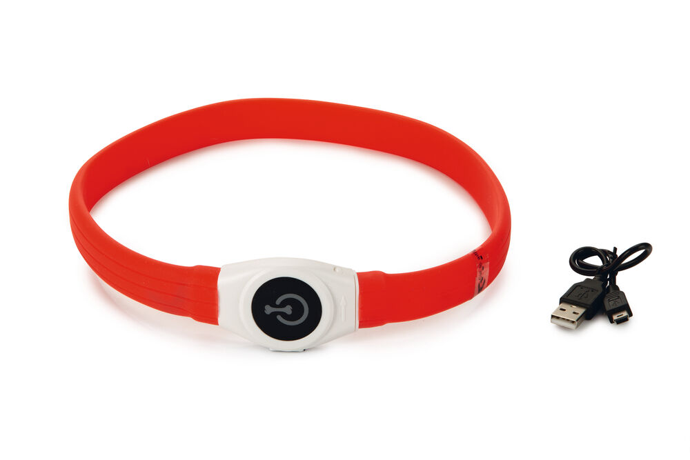 Beeztees Safety Gear Glowy USB - Lichtgevende Halsband - Hond - rood - 2.5 cm