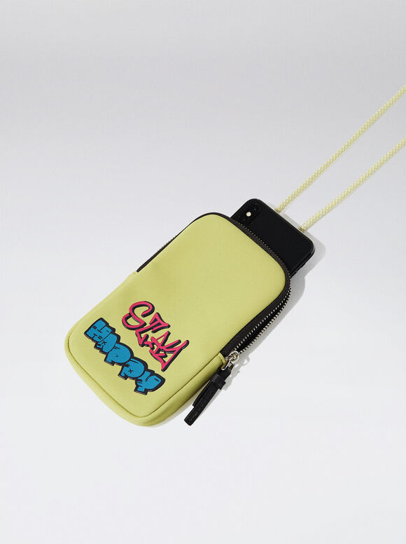 Bolsa para celular com efeito nylon - Amarela