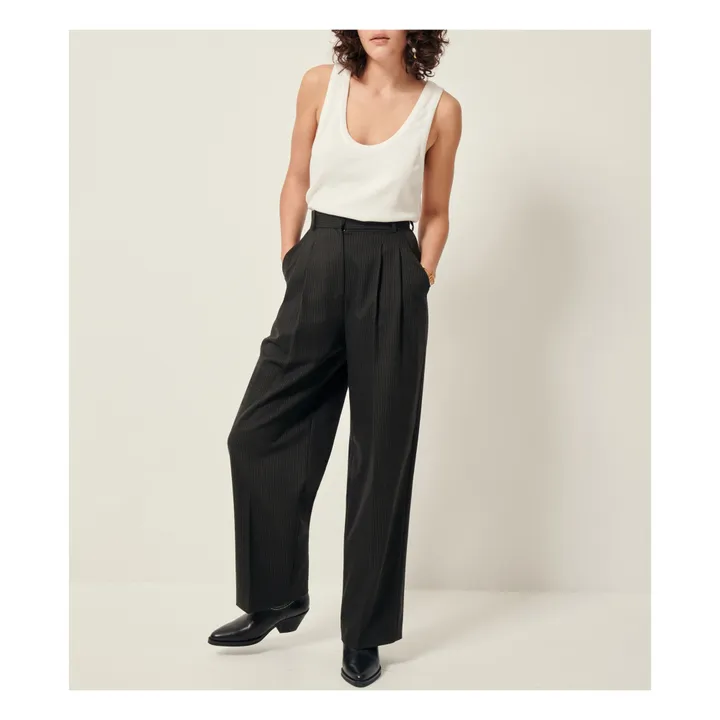 Sessùn Pantalon Emile Rayures Laine et Fibres Recyclées | Gris