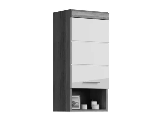 Demi-colonne de rangement SCOTT – 1 porte – Gris foncé et blanc – 37x79x24 cm