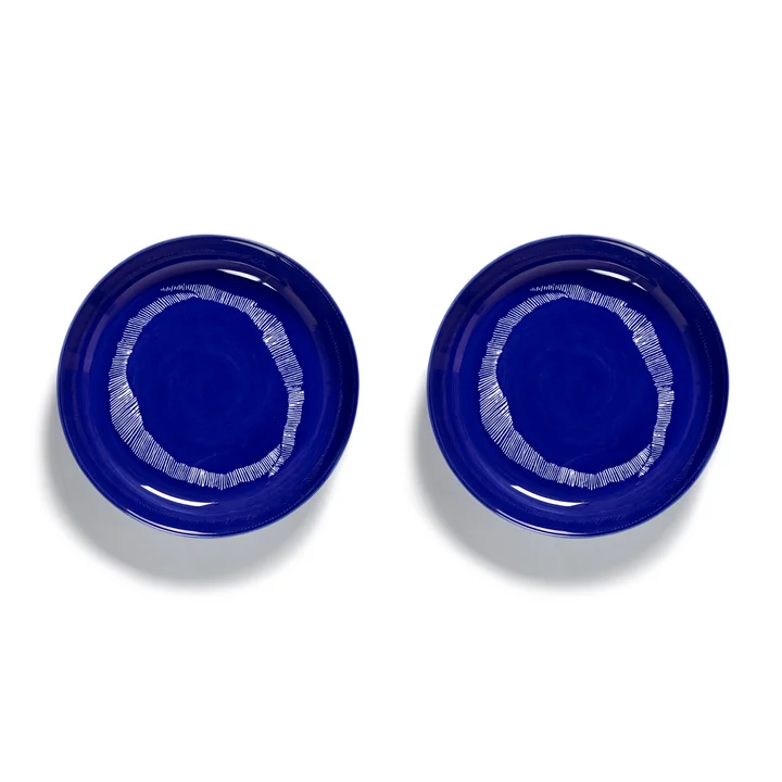 Serax - Feast Teller, Ø 22 cm tief, dunkelblau / weiss gestreift (2er-Set)