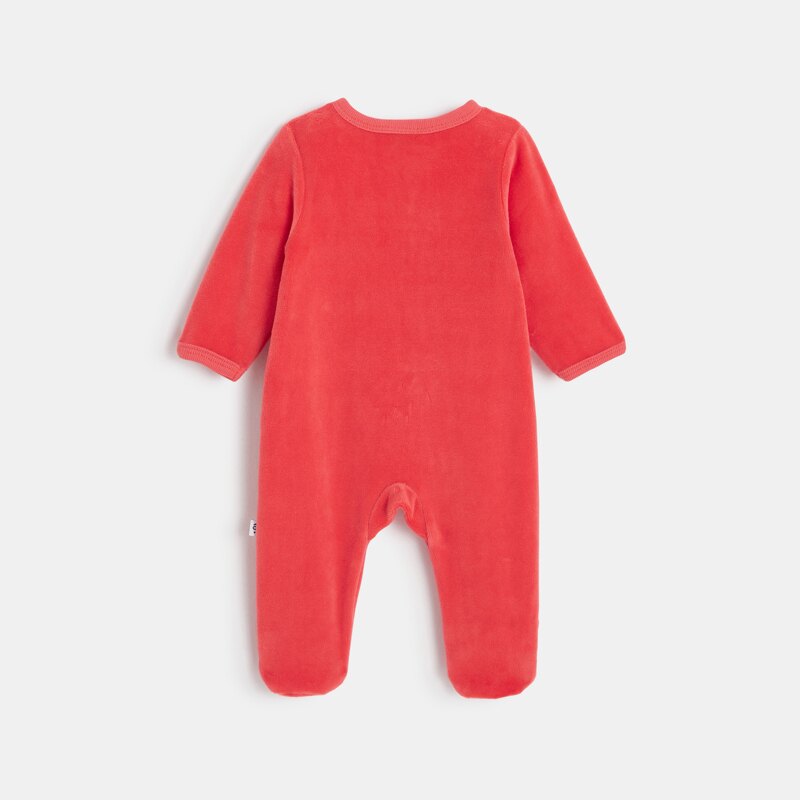 Pyjama zippé bébé fille en velours Rouge