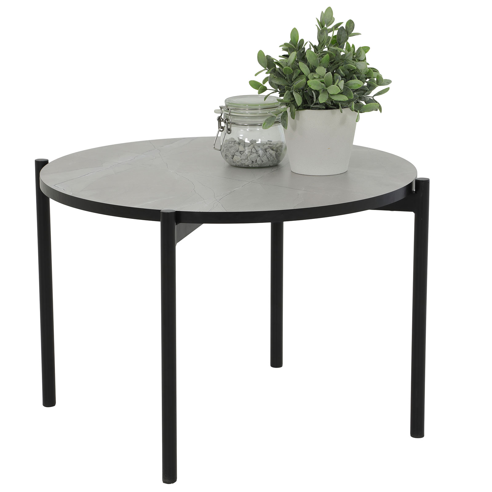 Couchtisch - schwarz - Marmoroptik - Ø 60 cm