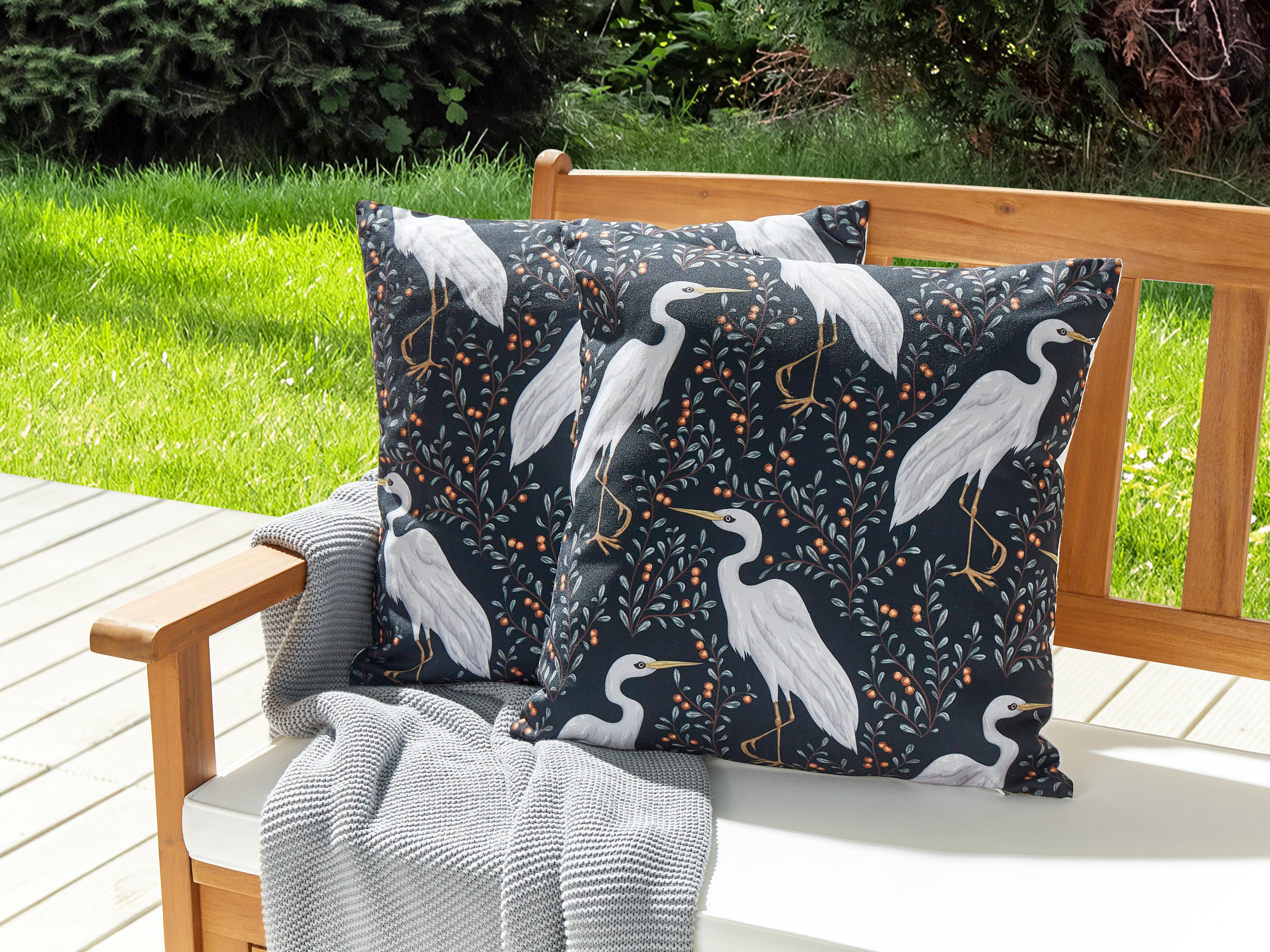 Set van 2 tuinkussens PIANAZZO dierenprint 45 x 45 cm Zwart
