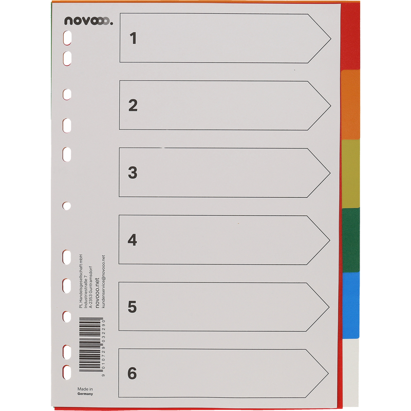 novooo Register, bunt, A4, 6-teilig