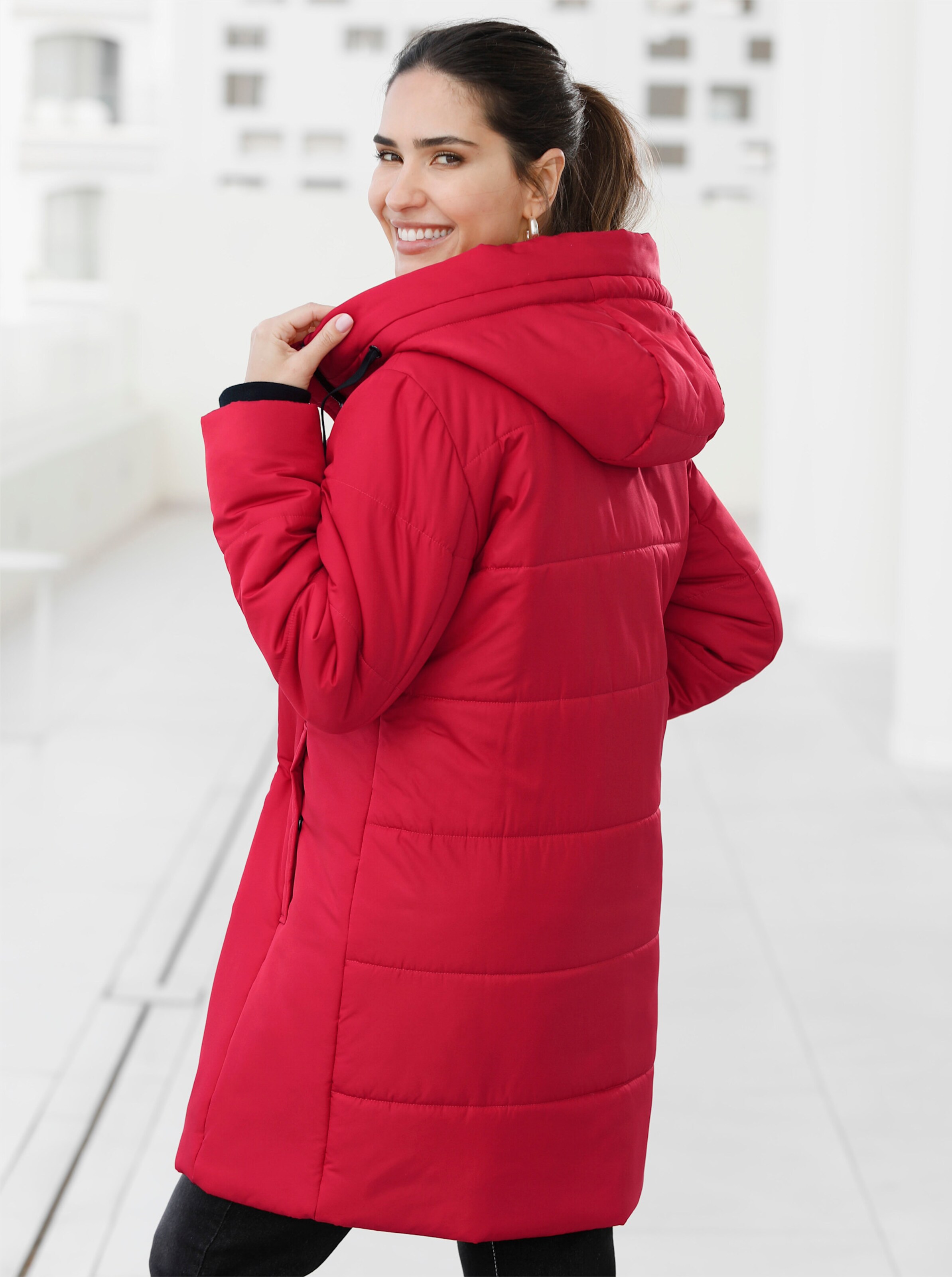 Stark wärmende Longjacke mit Steppmuster