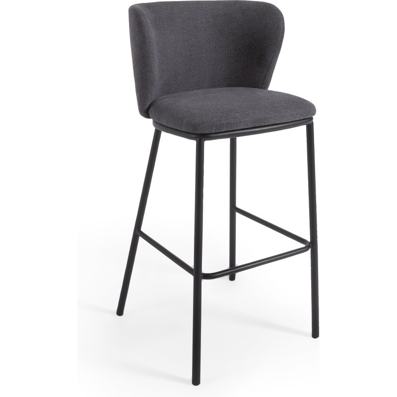 Tabouret Ciselia tissus chenille et pied acier H.75 cm
