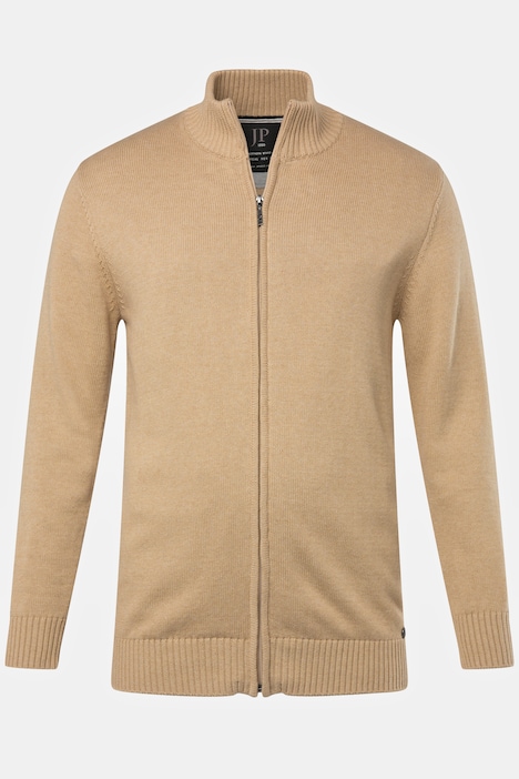 Strickjacke, Stehkragen, Rippbündchen