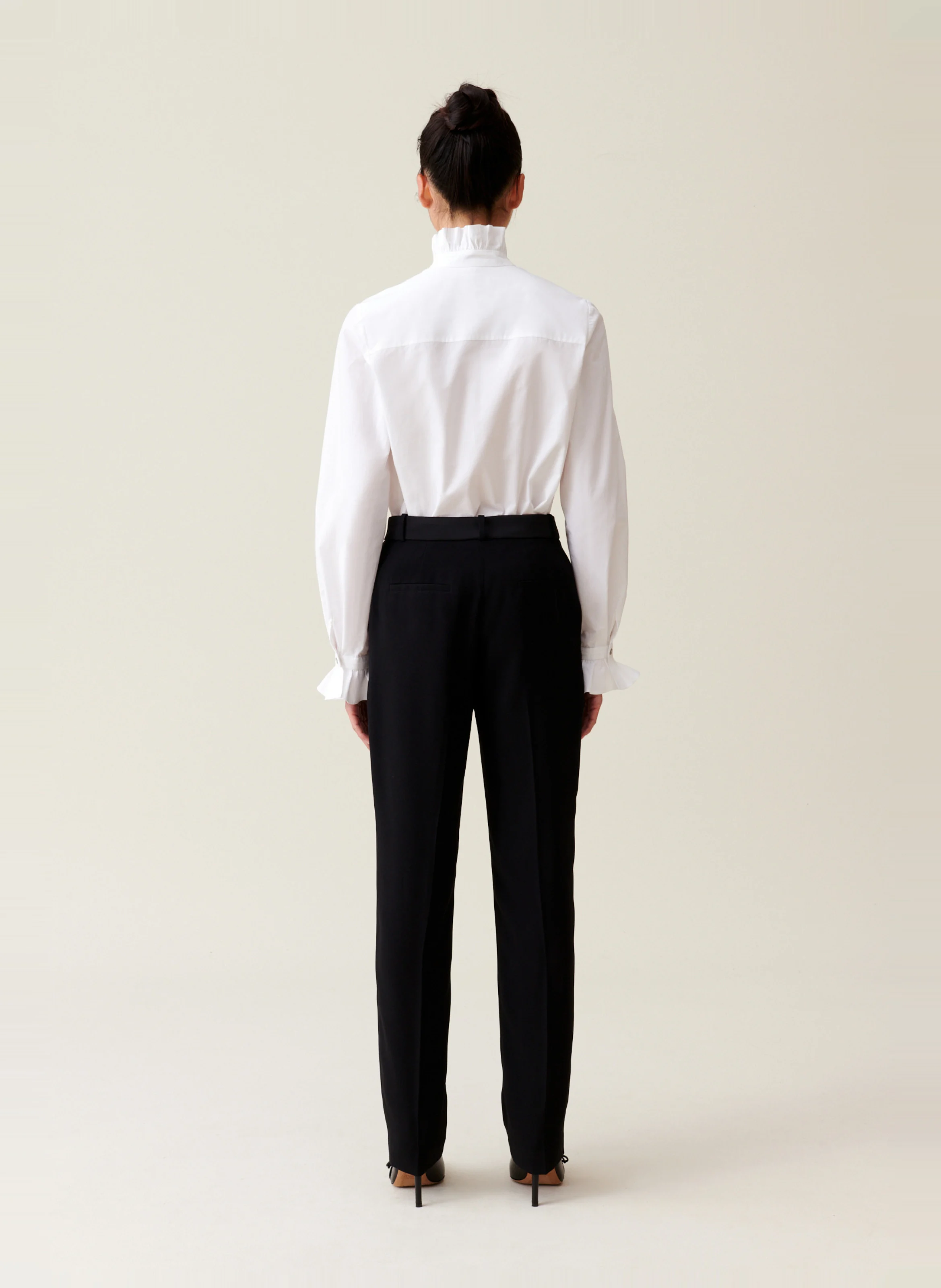 Pantalon droit à plis | Noir
