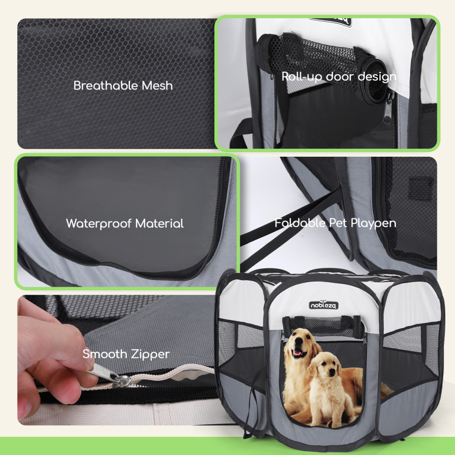 Nobleza - Cercado dobrável para cães, cercado portátil para cães, cercado impermeável em tecido Oxford, gaiola octogonal para filhotes, gatos, cães e coelhos, 125x125x58cm