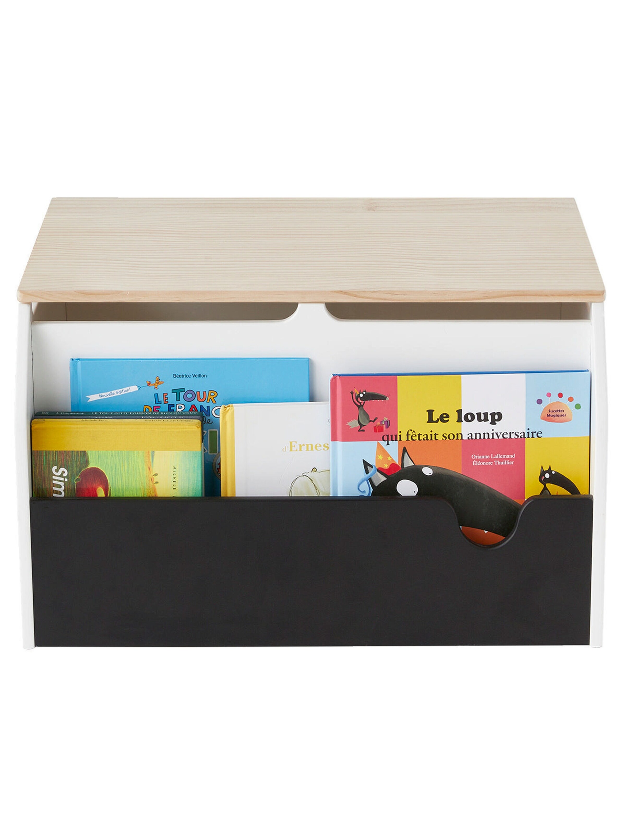 Vertbaudet Kinder Büchertruhe SCHOOL weiß/natur