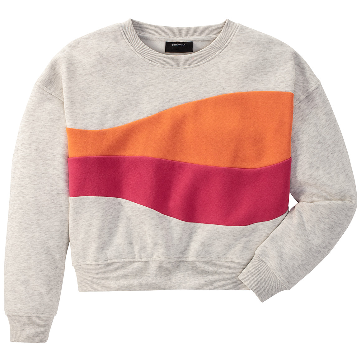 Beatwear Mädchen Sweatshirt mit bunten Flächenteiler hellbeige