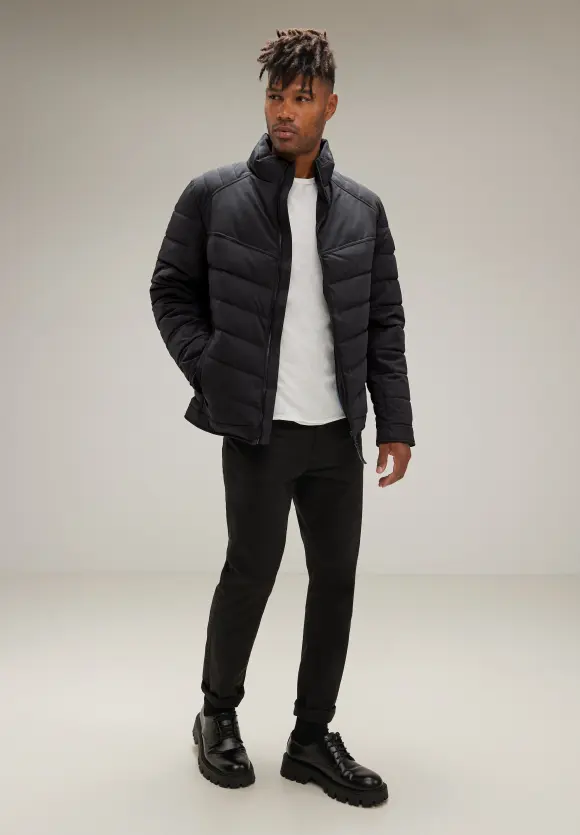 Steppjacke im Bikerlook - Black