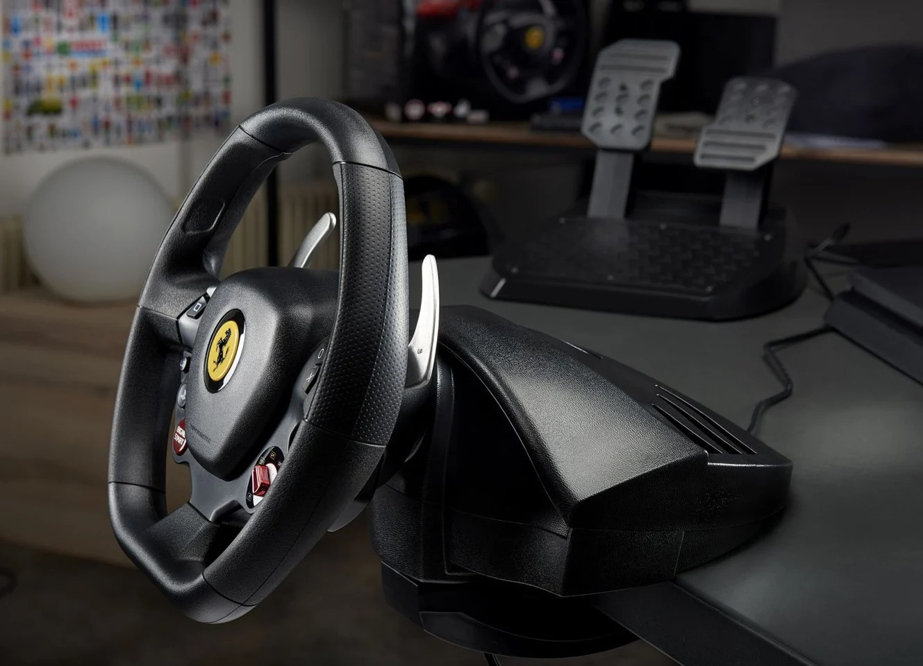 Thrustmaster - T80 Ferrari 488 GTB Edition Racing Wheel and Pedal Set