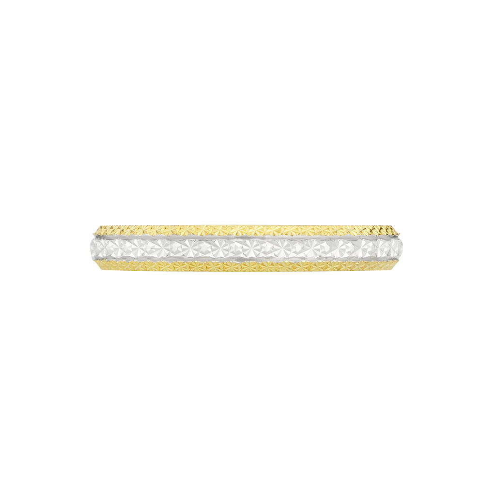Alliance Multi Facettes Diamantee Demi Jonc Classique Or Bicolore