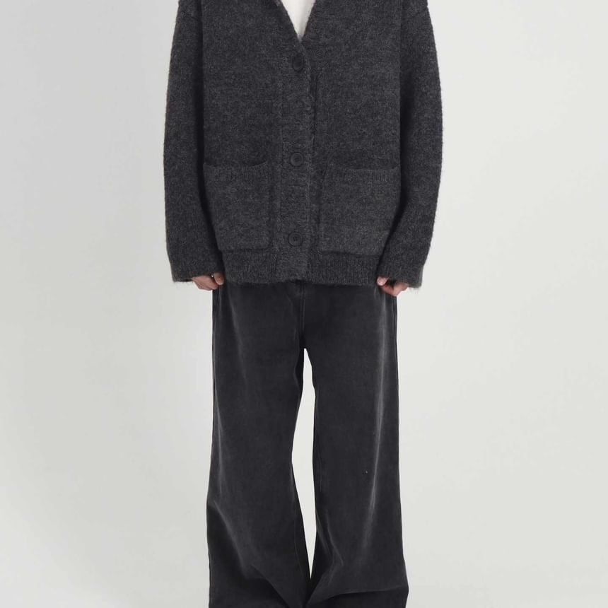 Adotuastic - V-hals Melange Capuchon Cardigan