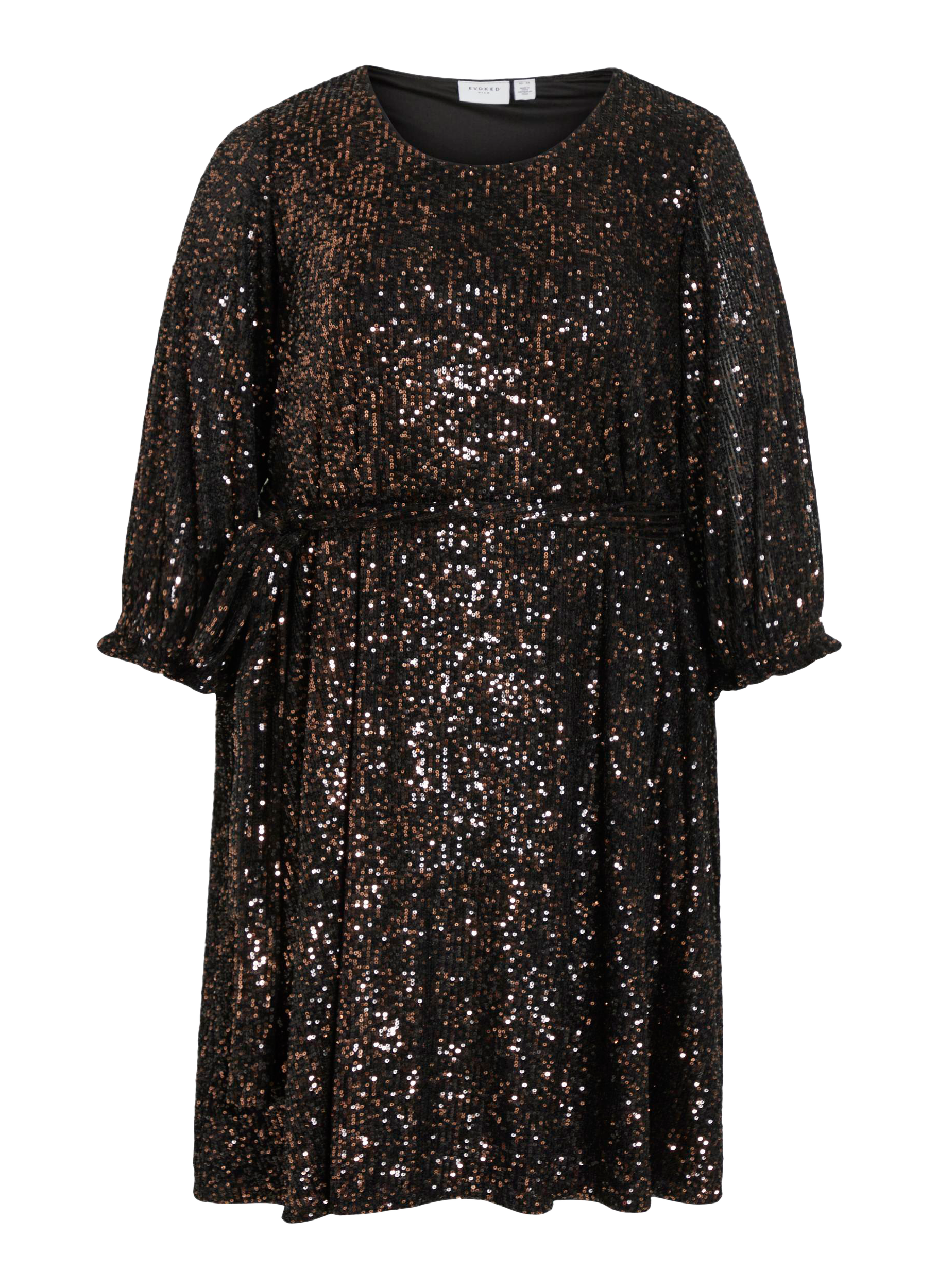 TENLEY - Robe courte col rond à sequins| Noir